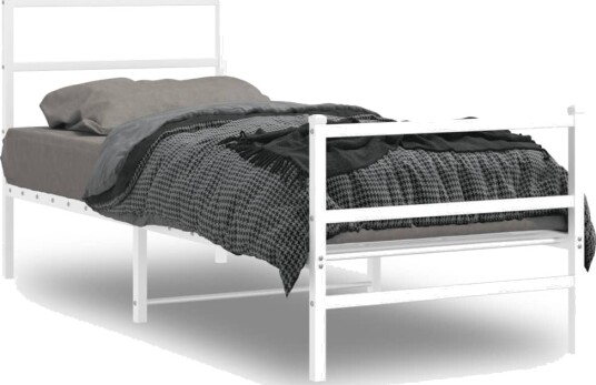 vidaXL Sengeramme i metall med hode- og fotgavl hvit 80x200 cm 8721012303201