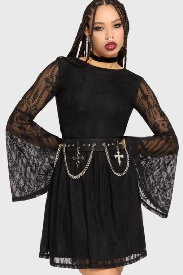 Killstar   Goth Kort kjole   Crux Obscura   Obscura Sanctum Mini Kjole   XS til 4XL   Damer   svart