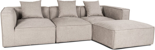 Box chaiselongsofa 3 pynteputer lysegrå.