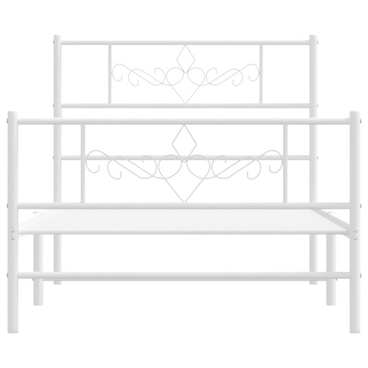 Sengeramme i metall med hode og fotgavl hvit 90x200 cm 355327