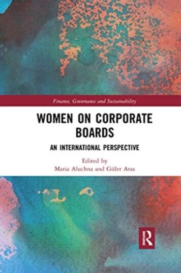 Women on Corporate Boards An International Perspective Women on Corporate Boards An International Perspective