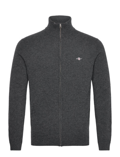GANT Extrafine Lambswool Zip Cardigan - Grey - XXXL