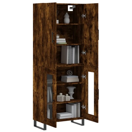 Highboard røkt eik 69,5x34x180 cm konstruert tre