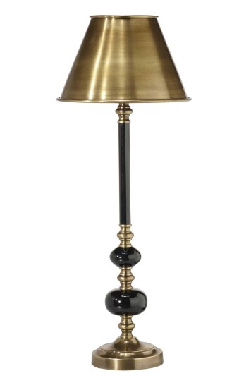 PR Home Abbey bordlampe Svart/antikmessing inkl. metallskjerm 57 cm Natur