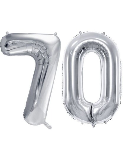 70 år ballonger 35 cm sølv