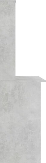 vidaXL Skrivebord med hyller betonggrå 110x45x157 cm sponplate