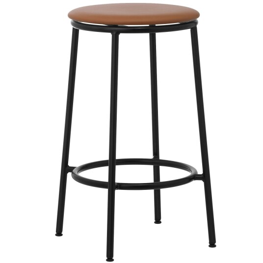 Normann Copenhagen Circa Barstool 65 cm Black Steel Barstol Skum Brunt Lær Normann Copenhagen Circa Barstool 65 cm Black Steel Barstol Skum Brunt Lær