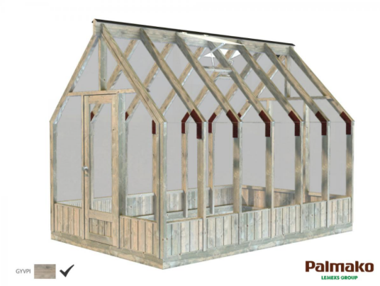 Hagestue Emilia 8,2 m2 i glass/tre