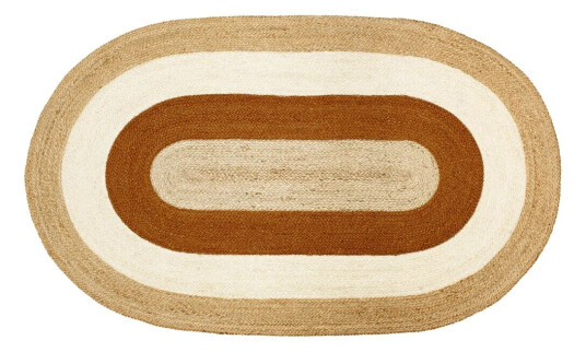 Dixie Elin striped oval juteteppe 92 x 150 cm Brick
