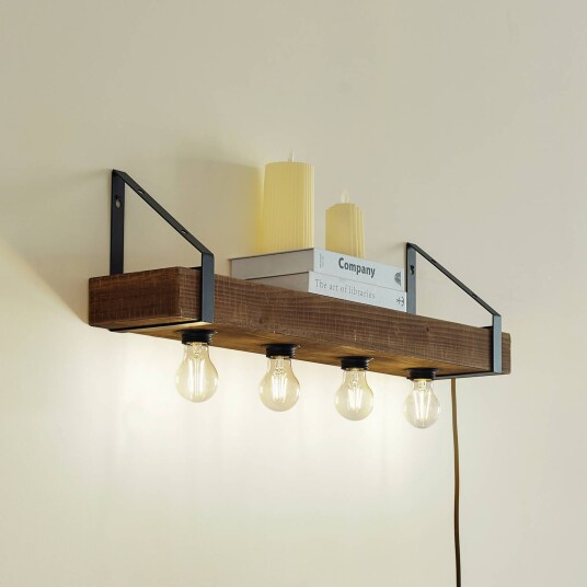 Lindby vegglampe Vatana tre støpsel USB-port 80 cm Lindby vegglampe Vatana tre støpsel USB-port 80 cm