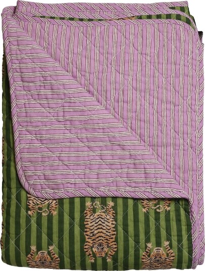 Au Maison Quilt Ethnic Big Tiger Green/Purple 140X220 Cm GREEN/PURPLE 140X220 cm