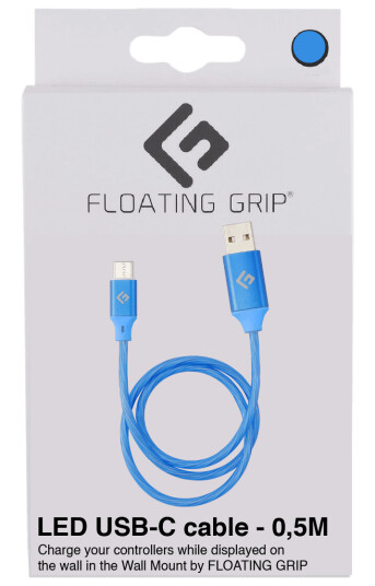 Floating Grip 0,5M USB-C LED Kabel Blå