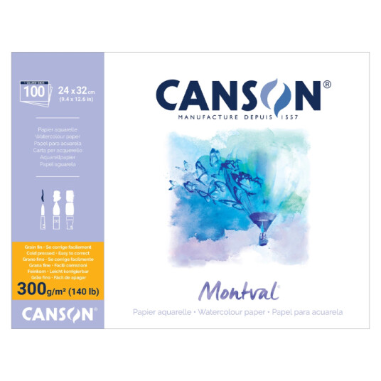 Canson Montval Akvarellblokk 300g 24×32cm Maxi Pack
