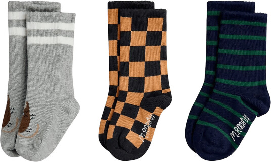 Mini Rodini Chess Check 3 Pack Socks   Multi/patterned   32/35