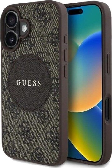 GUESS 4G Circle Classic Logo MagSafe case for iPhone 16 - brown