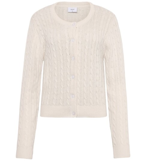 Grunt Grline Cable Ls Knit Cardigan Cream L/14Y Grunt Grline Cable Ls Knit Cardigan Cream L/14Y