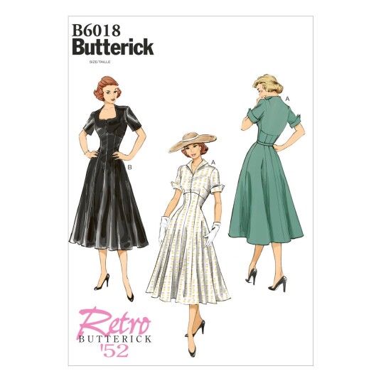 Butterick 6018- Retro Kjole E5 (14-16-18-20-22)