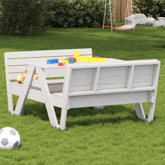  Piknikbord for barn hvit 88x122x58 cm heltre furu 832602