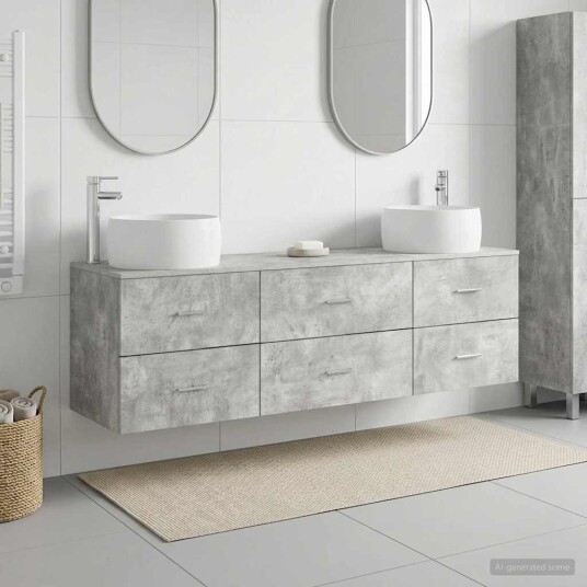 vidaXL Baderomsinnredningssett 3 stk. Betonggrå 49,5 x 44,5 x 66 cm vidaXL Baderomsinnredningssett 3 stk. Betonggrå 49,5 x 44,5 x 66 cm