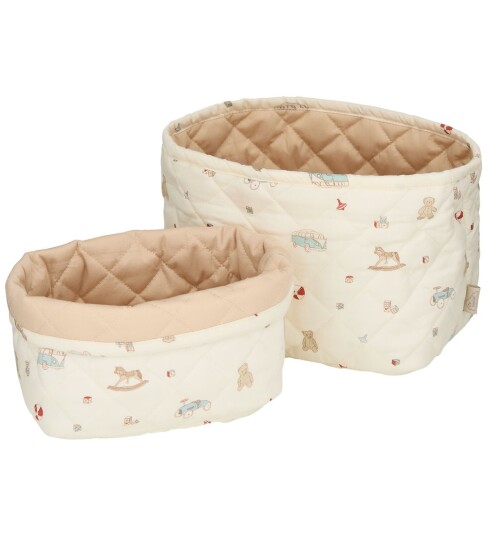 Cam Cam Copenhagen Quilted Storage Basket Set Of Two Ocs Cream ONE SIZE