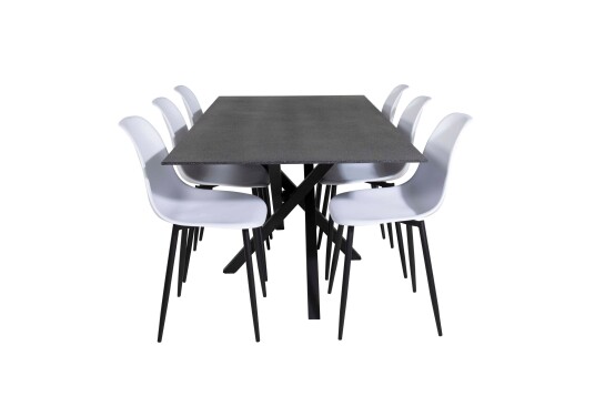 Venture Design Piazza & Polar spisegruppe Grå/hvit 6 st stoler & bord 180 x 90 cm