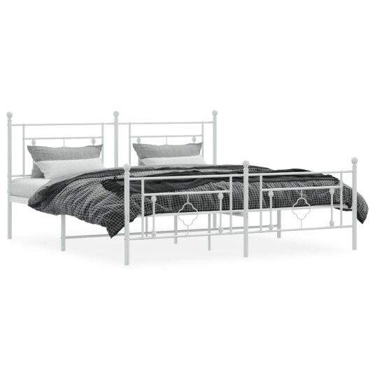 vidaXL Sengeramme i metall med hode- og fotgavl hvit 180x200 cm 8721012249431