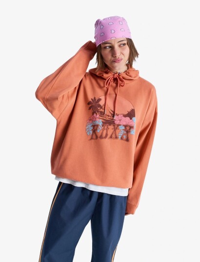 Roxy Lineup Oversized Hoodie   Orange   L