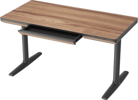Hevet Bord 70X140 Cm - Soho, Valnøtt Med Svart Ramme - Qi Mobillader I Bordplaten