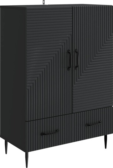Serviesskap med skuff Svart 66 x 34,5 x 95 cm Konstruert tre Serviesskap med skuff Svart 66 x 34,5 x 95 cm Konstruert tre