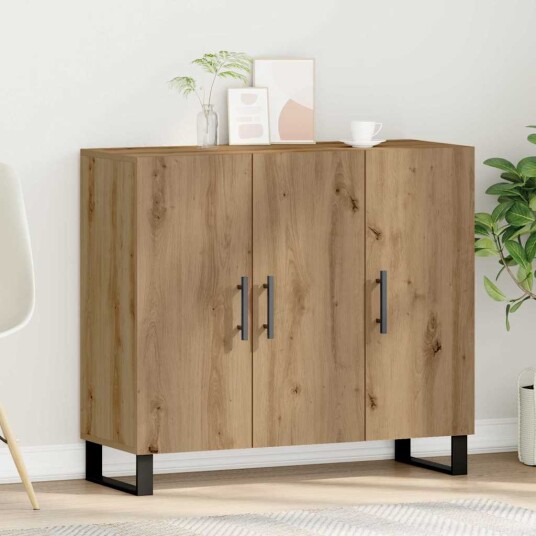 Sideboard med 3 Dører Artisan Eik 90x34x80 cm Konstruert Tre