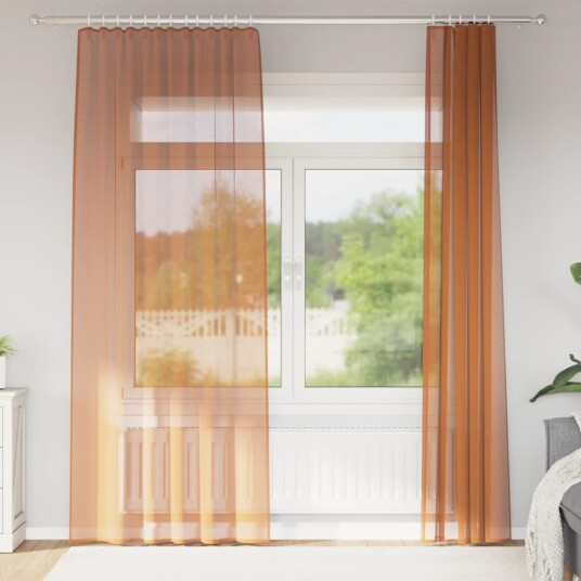 Voilegardiner med hemper 2 stk terrakotta 140x245 cm 8721158553409