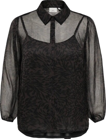 ONLY Carmakoma Carstar Peninna L/S Shirt Aop Bf   CHOCOLATE PLUM   44