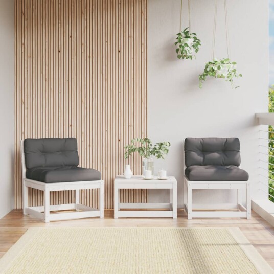  Hagesofaer med puter 2 stk hvit heltre furu 844705