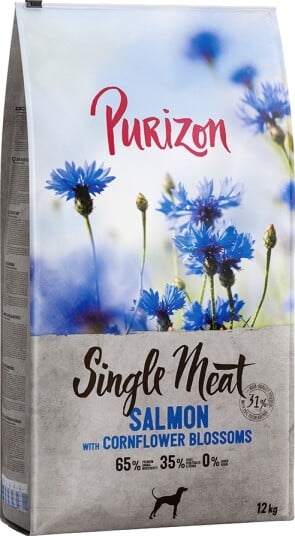 Purizon Tørrfôr Adult Single Meat Kornfri Single Meat Laks Med Spinat Og Kornblomster 2 X 12 kg