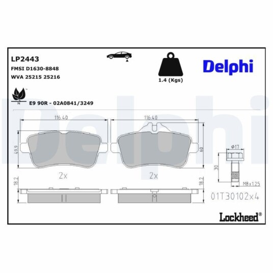 Bremseklosser DELPHI LP2443 Bremseklosser DELPHI LP2443