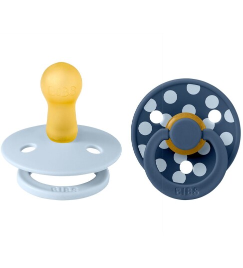 BIBS Colour Smokker Str. 2 Rund 2 pack Baby Blue/Steel B BIBS 6 18 md Smokk Blå 62 86