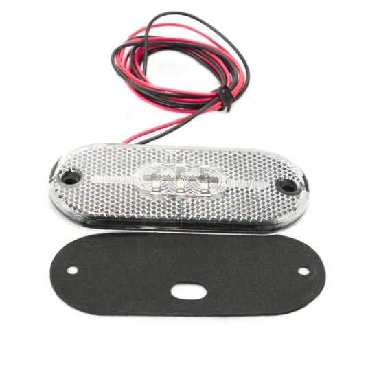 Hvitt LED markeringslys for 24V Rektangulert for montering i forkant Hvitt LED markeringslys for 24V Rektangulert for montering i forkant