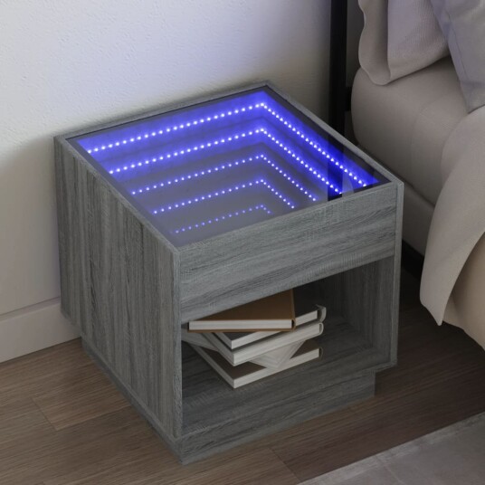 Salongbord med Infinity LED grå sonoma 50x50x50 cm 3284089