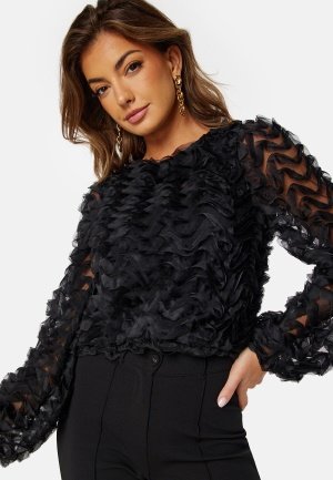 VERO MODA Svala LS Crop Top Black S