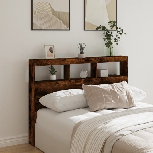 Hodegavl skap med LED røkt eik 140x17x102 cm 8721012465152