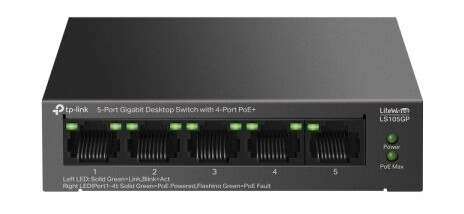 Tp-Link Litewave Ls105gp, Uhåndtert, Gigabit Ethernet (10/100/1000), Strøm Over Ethernet (Poe)