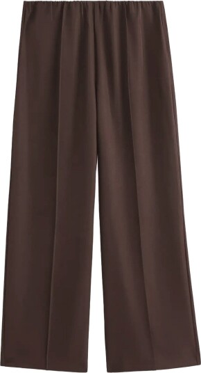Lindex Wide Trousers Elastic Waist DARK BROWN XS