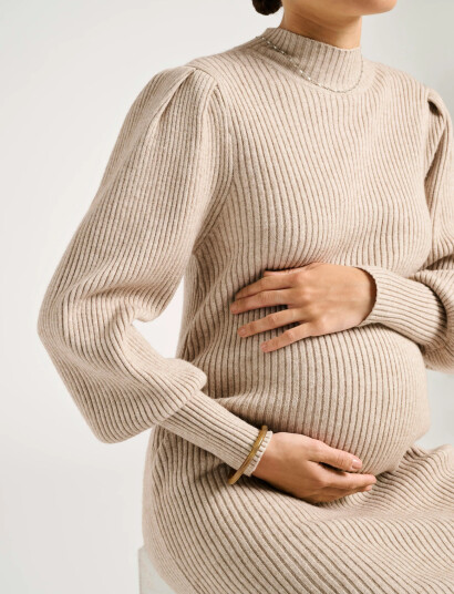 Only Maternity Olmkatia L/S Dress Knt Noos - Cream - XL