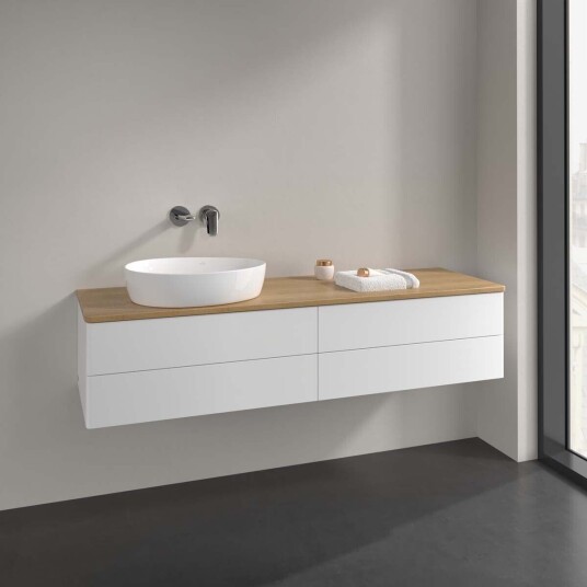 Villeroy & Boch Antao Servantskap med 4 skuffer 160x50x36 cm u/lys Hvit Matt/Eik