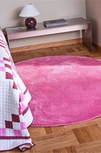 Jotex Rund Luggteppe Polyester Rosa CORAL Kjøp Lugg & ryetepper hos Jotex