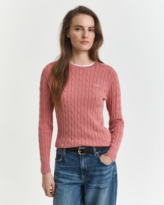 Gant Kabelstrikket bomullsgenser med stretch FADED BRICK XS