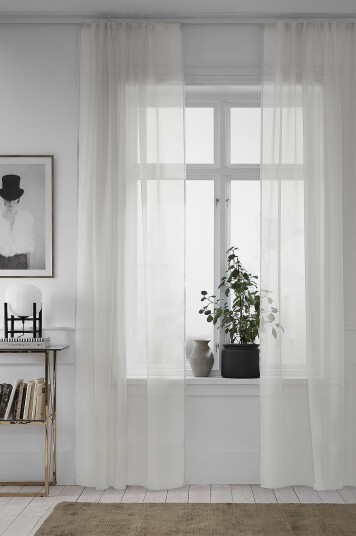 Ellos Home   Gardin med stanglomme Alissa 2 pakning   Hvit