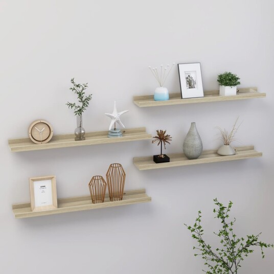 vidaXL Vegghyller 4 stk sonoma eik 60x9x3 cm