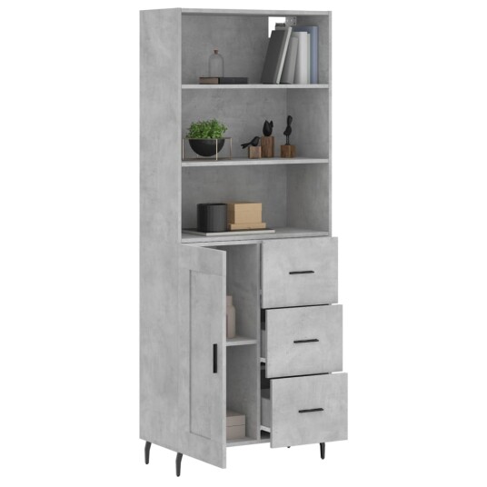 Highboard betonggrå 69,5x34x180 cm konstruert tre Highboard betonggrå 69,5x34x180 cm konstruert tre