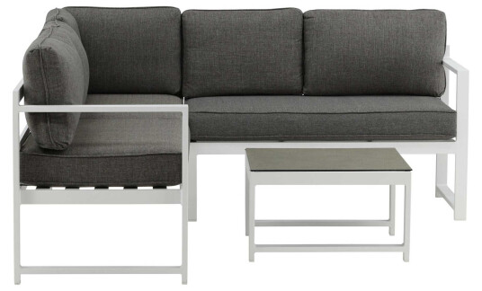 Venture Design Salvador sofagruppe Hvit med grå pute 3-seterende, 2-seterende & bord 60x60 cm Hvit